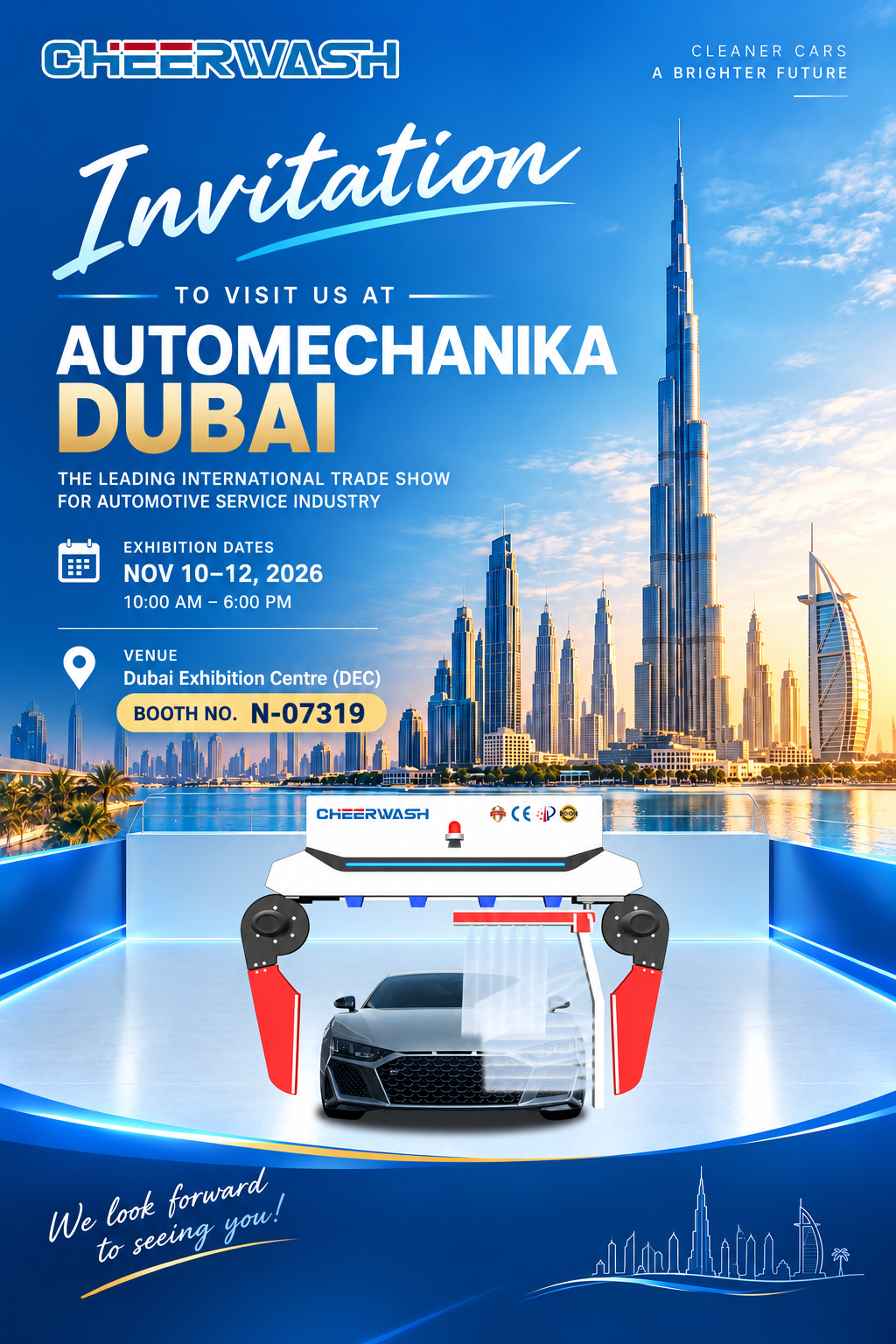 Automechanika Dubai 2026 көрмесінде Cheer Wash көрмесін қарсы алыңыз N-07319 стенді